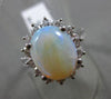 ANTIQUE LARGE 4.23CT DIAMOND & AAA OPAL 14KT WHITE GOLD OVAL CLUSTER RING #16119