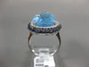 LARGE 16.90CT DIAMOND BLUE TOPAZ & AAA SAPPHIRE 14KT WHITE GOLD 3D CUSHION RING