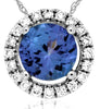 ESTATE .58CT DIAMOND & AAA TANZANITE 14KT WHITE GOLD ROUND HALO FLOATING PENDANT