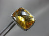 LARGE 3.37CT DIAMOND & AAA CITRINE 14KT WHITE GOLD RECTANGULAR CLIP ON EARRINGS