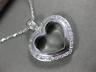 ESTATE .40CT DIAMOND 18KT WHITE GOLD 3D CLASSIC OPEN HEART PAVE PENDANT #11939