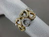 ESTATE WIDE .38CT DIAMOND 18KT TRI COLOR GOLD 3D OPEN DOUBLE ROW HEART LOVE RING