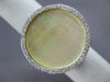 ESTATE LARGE .36CT DIAMOND & MOTHER OF PEARL 14KT WHITE GOLD CIRCLE OF LIFE RING