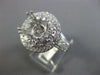 ESTATE LARGE 1.9CT DIAMOND 14K WHITE GOLD DOUBLE HALO SEMI MOUNT ENGAGEMENT RING