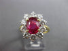 ESTATE LARGE 3.8CT DIAMOND & AAA RUBY 18K YELLOW GOLD & PLATINUM ENGAGEMENT RING