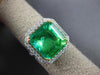 ESTATE EXTRA LARGE 6.21CT DIAMOND & AAA EMERALD 18KT 2 TONE GOLD ENGAGEMENT RING