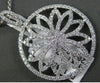 ESTATE LARGE 1.63CT DIAMOND 18KT WHITE GOLD 3D ROUND FLOWER FLOATING PENDANT