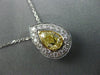 ESTATE GIA 1.51CT DIAMOND & FANCY YELLOW 18K 2 TONE GOLD HALO PEAR SHAPE PENDANT