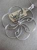 ESTATE LARGE .92CT DIAMOND 14KT WHITE GOLD OPEN FILIGREE FLOWER FLOATING PENDANT