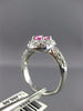 ESTATE 1.34CT DIAMOND & PINK SAPPHIRE 18K WHITE GOLD DOUBLE HALO ENGAGEMENT RING
