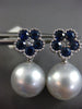 LARGE 1.96CT DIAMOND & AAA SAPPHIRE SOUTH SEA PEARL 18KT GOLD 3D FLOWER EARRINGS