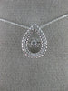 ESTATE .12CT DIAMOND 14K WHITE GOLD 3D CLUSTER TEAR DROP DANCING DIAMOND PENDANT