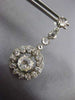 ANTIQUE LARGE  7.0CT ROSE CUT DIAMOND 14KT WHITE GOLD 3D FLOWER HANGING EARRINGS