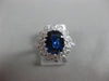 ESTATE LARGE 3.53CT DIAMOND & AAA SAPPHIRE 14KT WHITE GOLD OVAL ENGAGEMENT RING