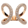ESTATE LARGE 1.50CT DIAMOND 18KT ROSE GOLD CLASSIC PAVE BUTTERFLY FUN LOVE RING