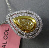 ESTATE LARGE 1.57CT WHITE & FANCY YELLOW DIAMOND 18K TWO TONE GOLD PEAR PENDANT