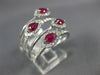 ESTATE LARGE 1.09CT DIAMOND & AAA RUBY 14K WHITE GOLD MULTI ROW ANNIVERSARY RING
