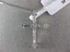 ESTATE .45CT ROUND & BAGUETTE DIAMOND 14KT WHITE GOLD 3D CLASSIC CROSS PENDANT