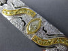 ESTATE WIDE 5.70CT WHITE & FANCY YELLOW DIAMOND 18K 2TONE GOLD FILIGREE BRACELET