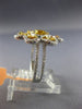 ESTATE LARGE 1.46CT MULTI COLOR DIAMOND 14KT 2 TONE GOLD MULTI SHAPE FLOWER RING