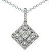 ESTATE .37CT ROUND & PRINCESS DIAMOND 18KT WHITE GOLD 3D BEZEL MILGRAIN PENDANT