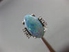 ANTIQUE WIDE .16CT ROUND DIAMOND & AAA OPAL 14K WHITE GOLD 3D CLASSIC OVAL RING