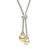 ESTATE .42CT DIAMOND AAA SOUTH SEA & GOLDEN PEARL 18K WHITE GOLD LARIAT NECKLACE
