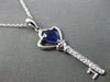 ESTATE .45CT DIAMOND & SAPPHIRE 14KT WHITE GOLD KEY TO MY HEART FLOATING PENDANT