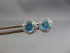 ESTATE 1.17CT DIAMOND & AAA BLUE TOPAZ 14KT WHITE GOLD ROUND HALO STUD EARRINGS