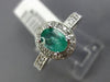 1.13CT DIAMOND & AAA EMERALD 14KT WHITE GOLD HALO OVAL FILIGREE ENGAGEMENT RING