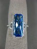 ESTATE LARGE 5.31CT DIAMOND & AAA BLUE TOPAZ 14KT WHITE GOLD 3D FILIGREE RING