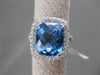 ESTATE LARGE 7.15CTW DIAMOND & AAA BLUE TOPAZ 14KT WHITE GOLD FILIGREE FUN RING