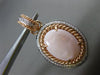 ESTATE LARGE .28CT DIAMOND & PINK AGATE 14K TWO TONE GOLD ROPE OVAL HALO PENDANT