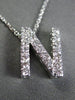 ESTATE .25CT DIAMOND 14KT WHITE GOLD 3D " N " INITIAL FLOATING PENDANT #19509