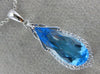 ESTATE LARGE 2.81CT DIAMOND & AAA BLUE TOPAZ 14K WHITE GOLD 3D PENDANT #26502