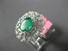 ESTATE LARGE 1.35CT DIAMOND & AAA EMERALD 18KT WHITE GOLD 3D OVAL FILIGREE RING