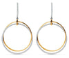 ESTATE LARGE 1.10CT DIAMOND 18K WHITE & YELLOW GOLD 3D CIRCULAR HANGING EARRINGS