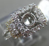 ESTATE LARGE 1.07CT DIAMOND 14K TWO TONE GOLD HALO 3D SEMI MOUNT ENGAGEMENT RING