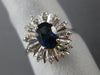 ESTATE WIDE 1.20CT DIAMOND & AAA SAPPHIRE 14KT WHITE GOLD OVAL FLOWER FUN RING