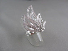 ANTIQUE WIDE FILIGREE FLAME SHAPE 3D 1.25CT DIAMOND 18KT WHITE GOLD RING