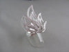 ANTIQUE WIDE FILIGREE FLAME SHAPE 3D 1.25CT DIAMOND 18KT WHITE GOLD RING