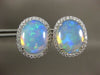 LARGE 7.82CT DIAMOND & AAA OPAL 14KT YELLOW GOLD CLASSIC OVAL HALO STUD EARRINGS