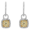 ESTATE 1.17CT WHITE & FANCY YELLOW DIAMOND 14KT WHITE GOLD 3D SOLITAIRE EARRINGS