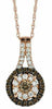 .40CT WHITE & CHOCOLATE FANCY DIAMOND 14KT ROSE GOLD 3D FLOWER CLUSTER PENDANT
