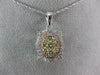 ESTATE .85CT WHITE & FANCY YELLOW DIAMOND 14KT TRI COLOR GOLD 3D FLOWER PENDANT