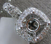 ESTATE .81CT ROUND DIAMOND 18KT WHITE GOLD DOUBLE HALO SQUARE SEMI MOUNT PENDANT