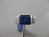 ESTATE WIDE 3.21CT DIAMOND & AAA SAPPHIRE 18KT WHITE GOLD 3D RECTANGULAR RING