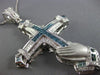 ESTATE MASSIVE 10.0CT WHITE & BLUE DIAMOND 14K WHITE GOLD FILIGREE CROSS PENDANT