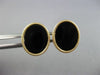 ESTATE ONYX 14KT YELLOW GOLD CLASSIC HANDCRAFTED OVAL MILGRAIN CUFF LINKS #26423