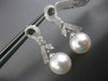 ESTATE .23CT DIAMOND & AAA SOUTH SEA PEARL 18KT WHITE GOLD BOW HANGING EARRINGS